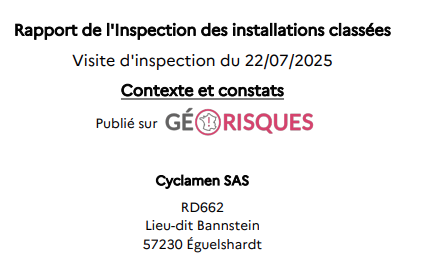 DREAL - Rapport de l'Inspection des installations classées »